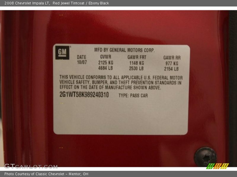 Red Jewel Tintcoat / Ebony Black 2008 Chevrolet Impala LT
