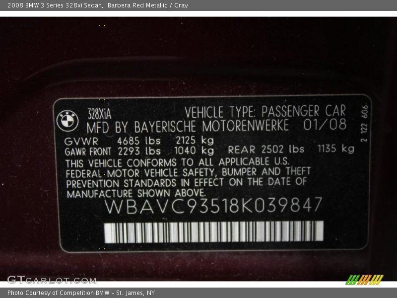 Barbera Red Metallic / Gray 2008 BMW 3 Series 328xi Sedan