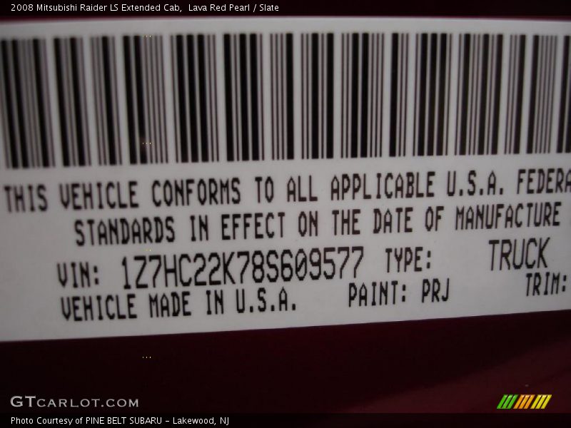 2008 Raider LS Extended Cab Lava Red Pearl Color Code PRJ