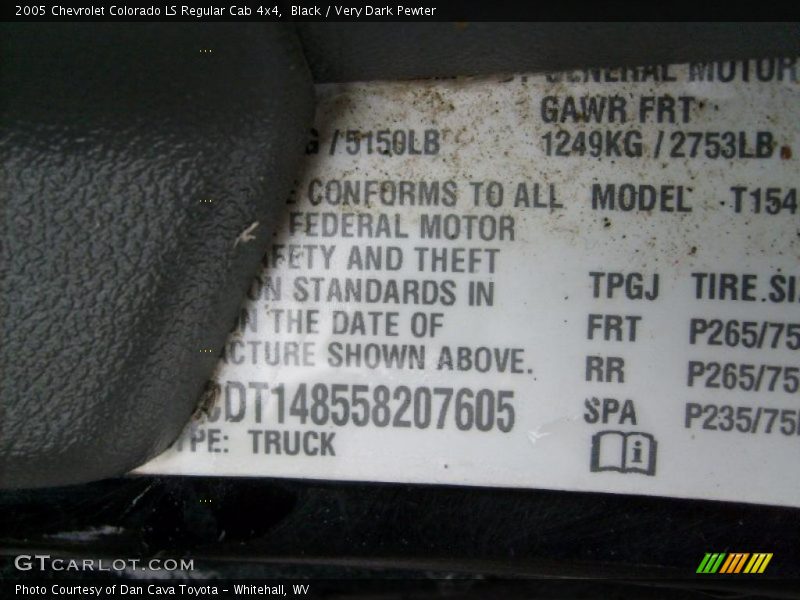 Black / Very Dark Pewter 2005 Chevrolet Colorado LS Regular Cab 4x4