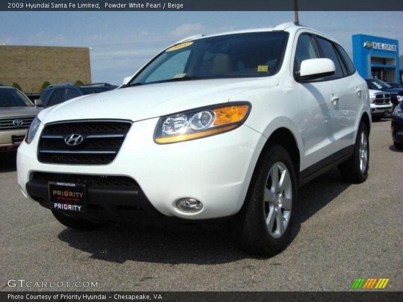 Powder White Pearl / Beige 2009 Hyundai Santa Fe Limited