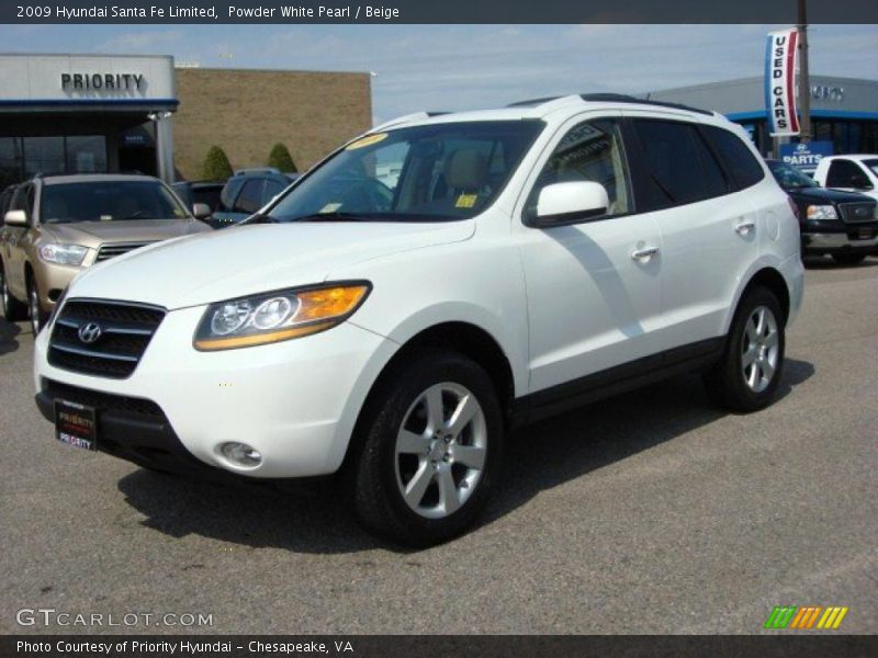 Powder White Pearl / Beige 2009 Hyundai Santa Fe Limited