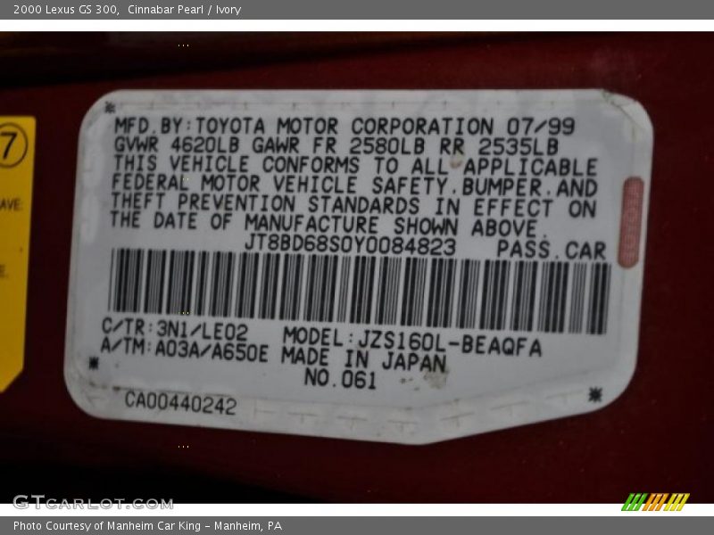 Cinnabar Pearl / Ivory 2000 Lexus GS 300