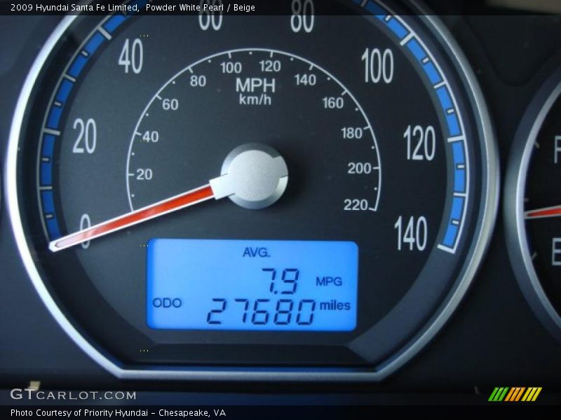 Powder White Pearl / Beige 2009 Hyundai Santa Fe Limited