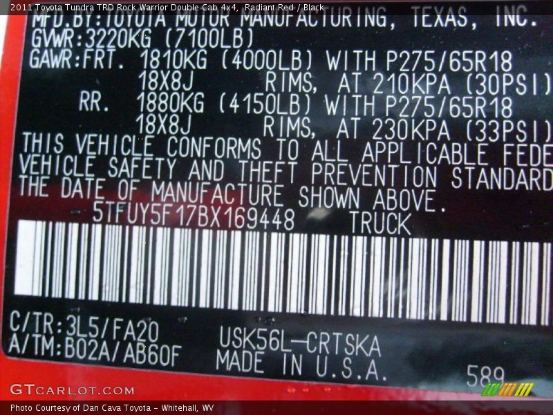 Radiant Red / Black 2011 Toyota Tundra TRD Rock Warrior Double Cab 4x4