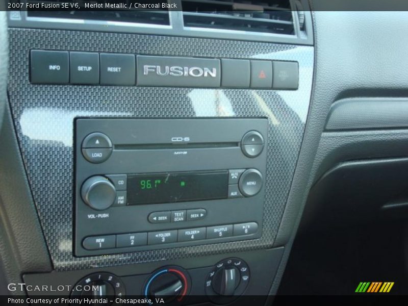 Merlot Metallic / Charcoal Black 2007 Ford Fusion SE V6