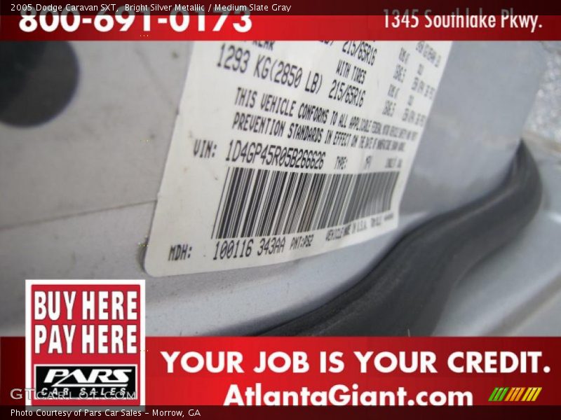 Bright Silver Metallic / Medium Slate Gray 2005 Dodge Caravan SXT