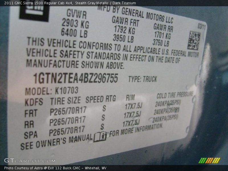 Stealth Gray Metallic / Dark Titanium 2011 GMC Sierra 1500 Regular Cab 4x4