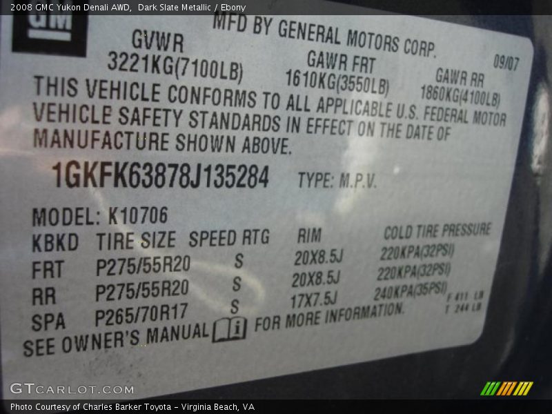 Dark Slate Metallic / Ebony 2008 GMC Yukon Denali AWD
