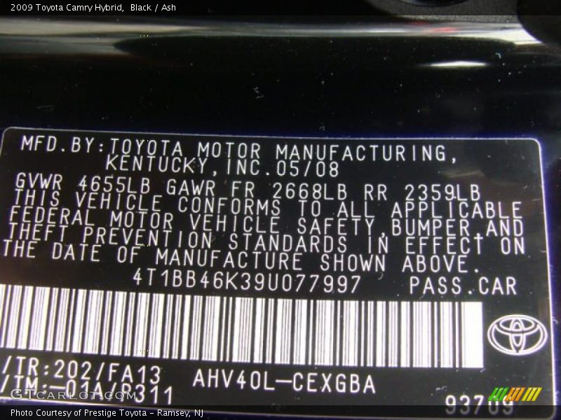 Black / Ash 2009 Toyota Camry Hybrid