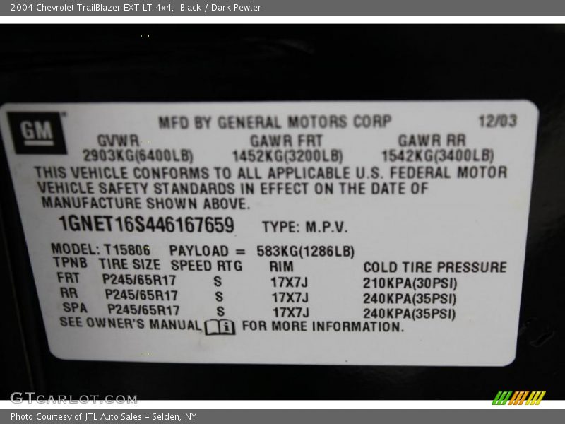 Black / Dark Pewter 2004 Chevrolet TrailBlazer EXT LT 4x4