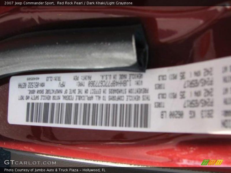 Red Rock Pearl / Dark Khaki/Light Graystone 2007 Jeep Commander Sport