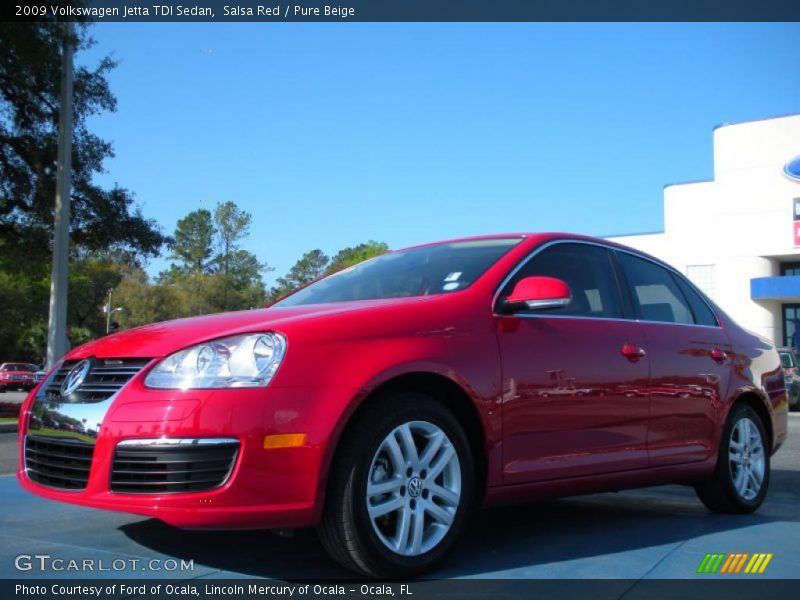 Salsa Red / Pure Beige 2009 Volkswagen Jetta TDI Sedan