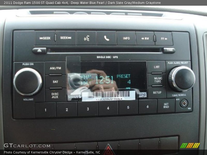Deep Water Blue Pearl / Dark Slate Gray/Medium Graystone 2011 Dodge Ram 1500 ST Quad Cab 4x4