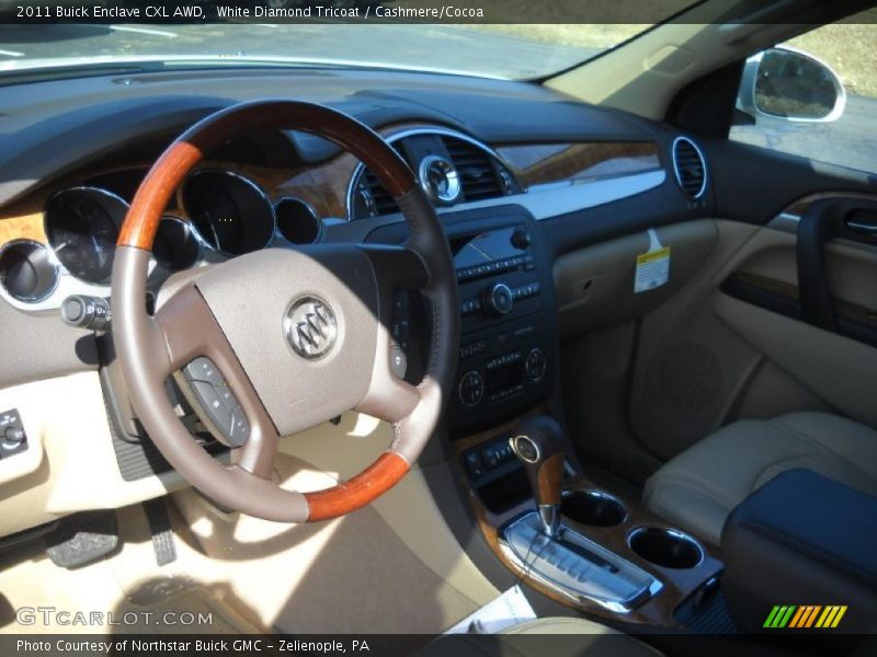 White Diamond Tricoat / Cashmere/Cocoa 2011 Buick Enclave CXL AWD