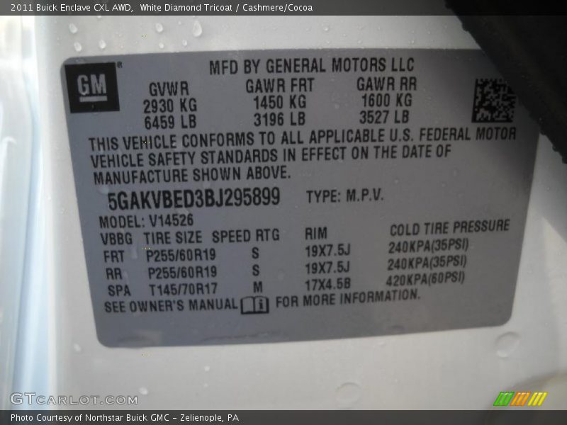 White Diamond Tricoat / Cashmere/Cocoa 2011 Buick Enclave CXL AWD