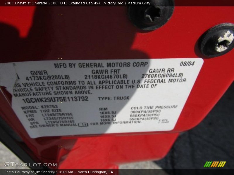 Victory Red / Medium Gray 2005 Chevrolet Silverado 2500HD LS Extended Cab 4x4
