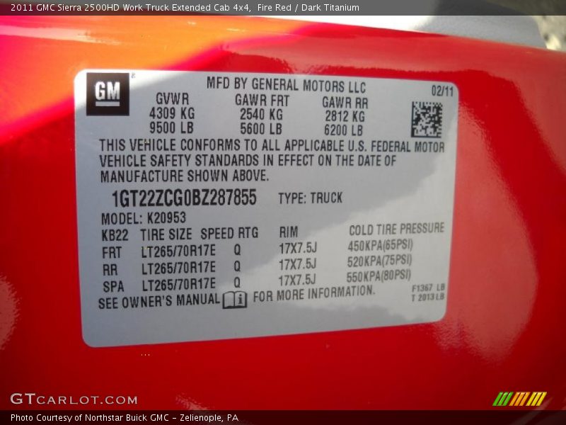 Fire Red / Dark Titanium 2011 GMC Sierra 2500HD Work Truck Extended Cab 4x4