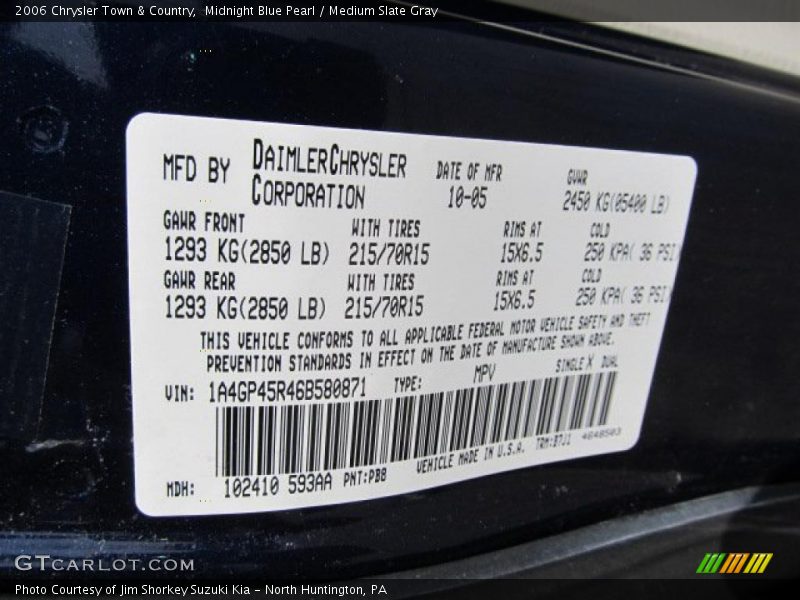 Midnight Blue Pearl / Medium Slate Gray 2006 Chrysler Town & Country