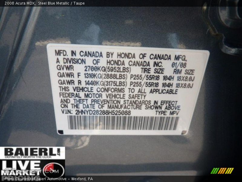 Steel Blue Metallic / Taupe 2008 Acura MDX