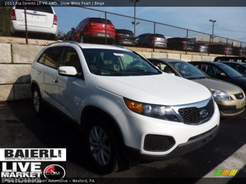 Snow White Pearl / Beige 2011 Kia Sorento LX V6 AWD