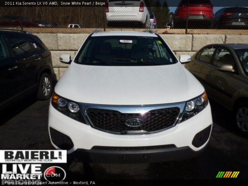 Snow White Pearl / Beige 2011 Kia Sorento LX V6 AWD