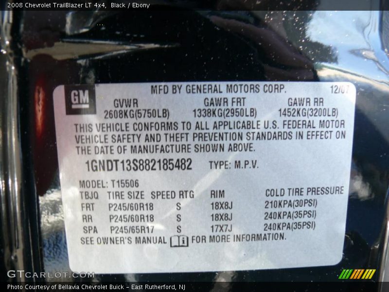 Black / Ebony 2008 Chevrolet TrailBlazer LT 4x4