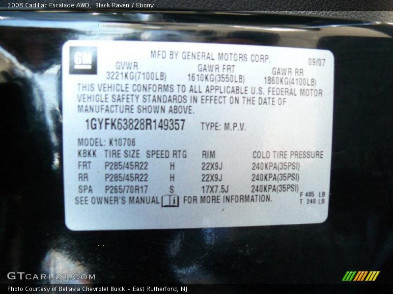 Black Raven / Ebony 2008 Cadillac Escalade AWD