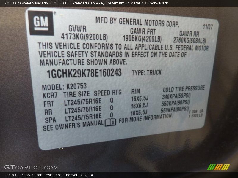 Desert Brown Metallic / Ebony Black 2008 Chevrolet Silverado 2500HD LT Extended Cab 4x4