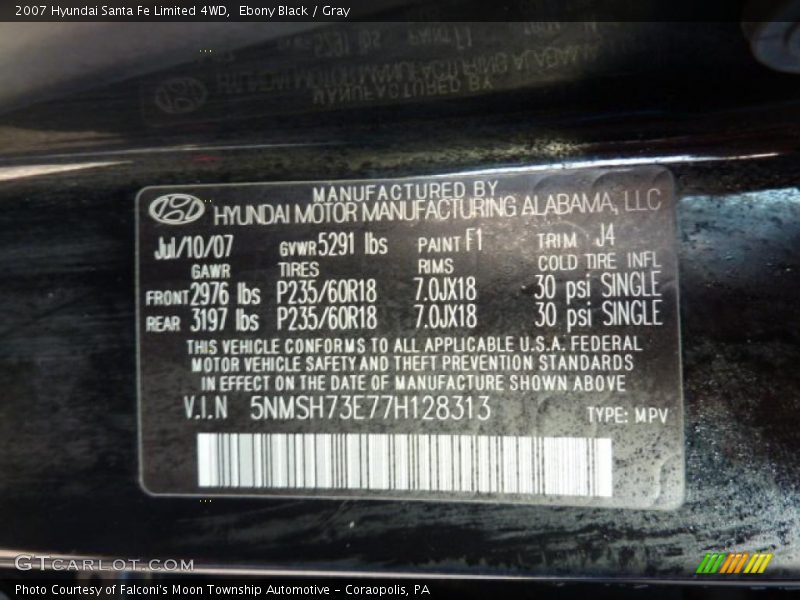 Ebony Black / Gray 2007 Hyundai Santa Fe Limited 4WD