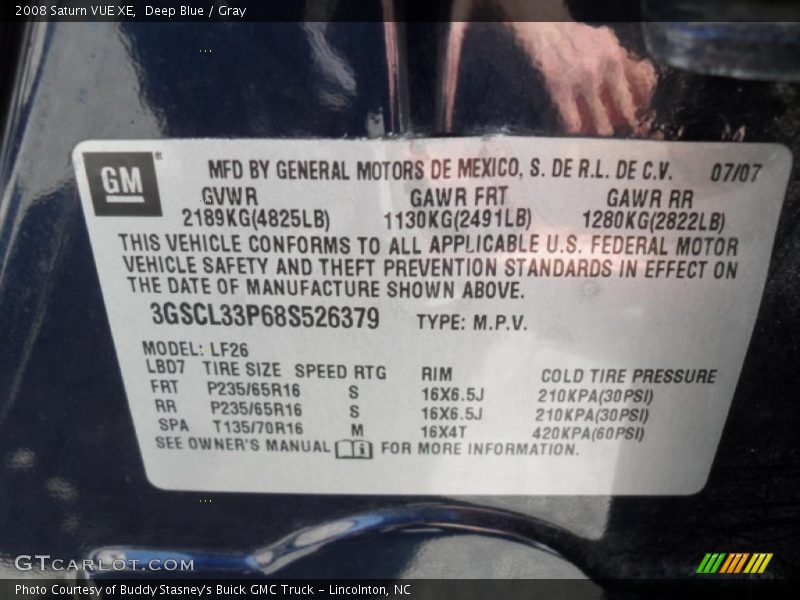 Deep Blue / Gray 2008 Saturn VUE XE