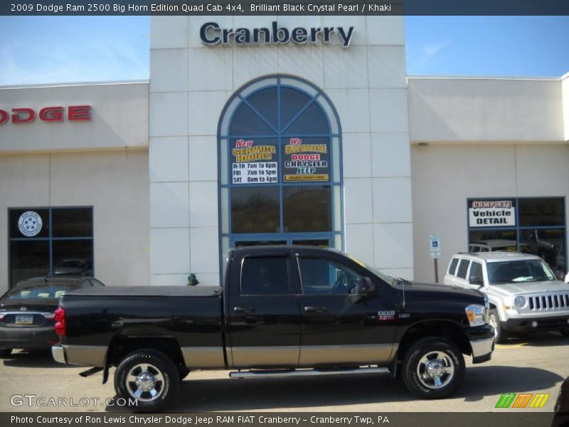 Brilliant Black Crystal Pearl / Khaki 2009 Dodge Ram 2500 Big Horn Edition Quad Cab 4x4
