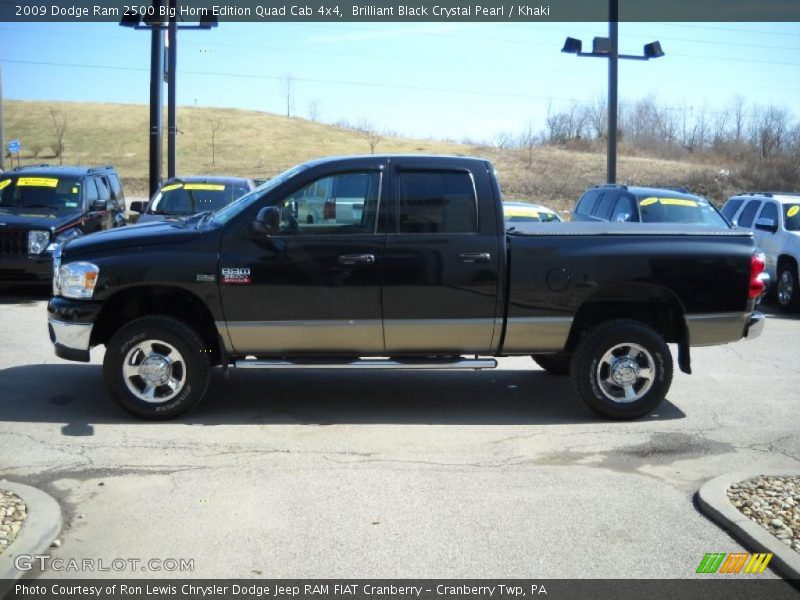 Brilliant Black Crystal Pearl / Khaki 2009 Dodge Ram 2500 Big Horn Edition Quad Cab 4x4