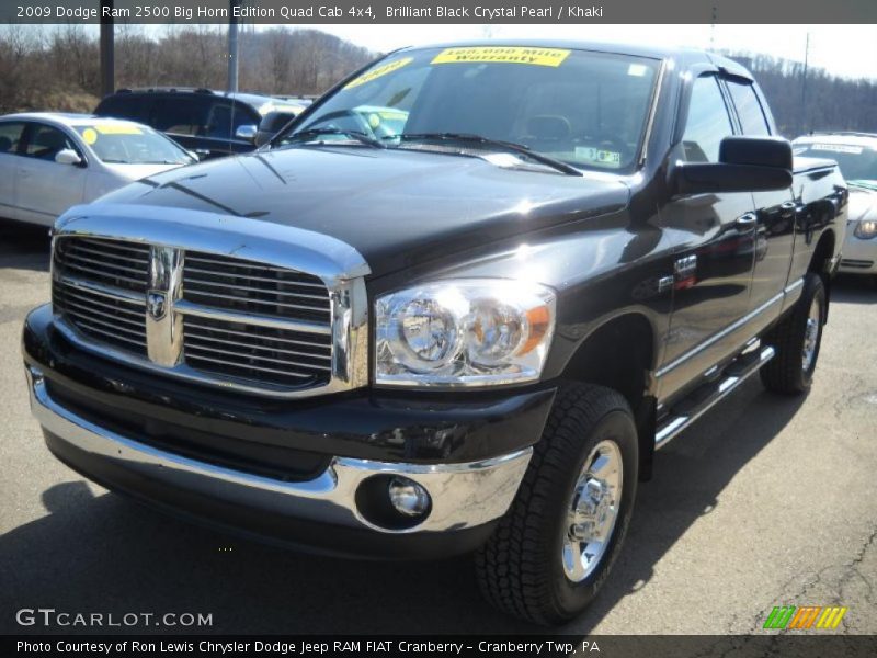 Brilliant Black Crystal Pearl / Khaki 2009 Dodge Ram 2500 Big Horn Edition Quad Cab 4x4