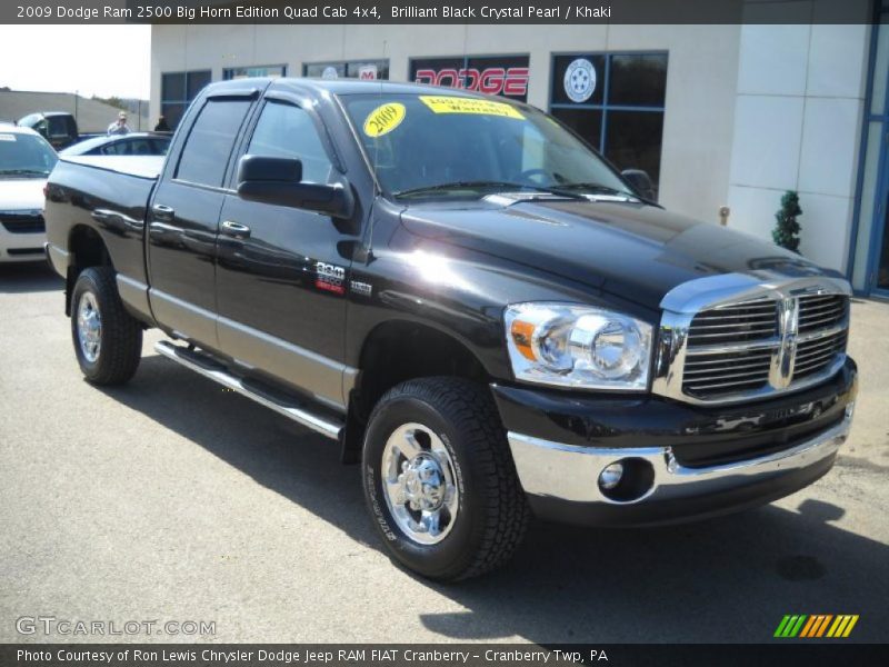 Brilliant Black Crystal Pearl / Khaki 2009 Dodge Ram 2500 Big Horn Edition Quad Cab 4x4