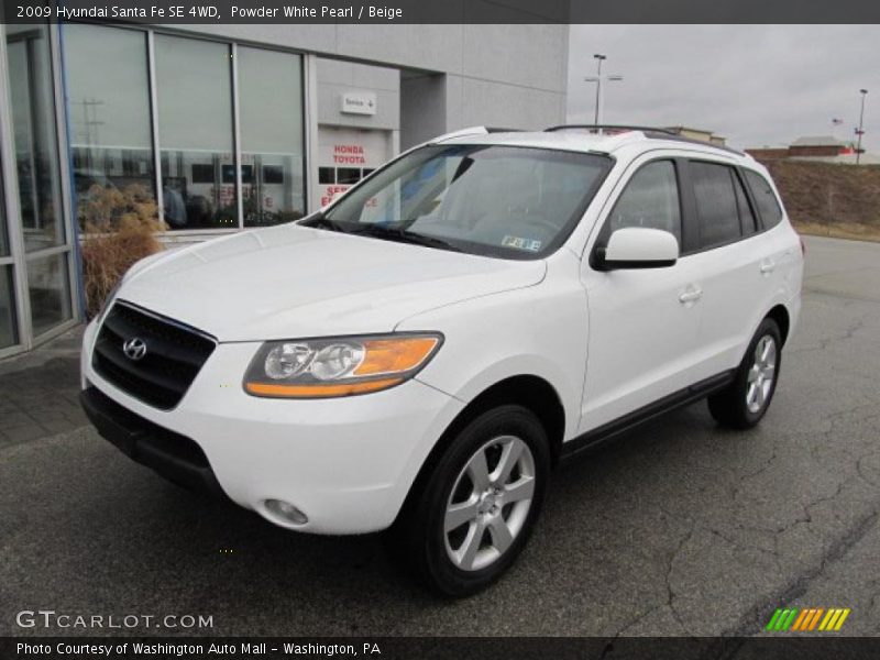 Powder White Pearl / Beige 2009 Hyundai Santa Fe SE 4WD