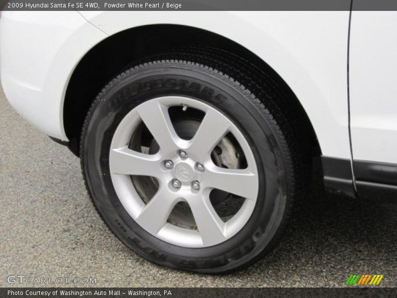 Powder White Pearl / Beige 2009 Hyundai Santa Fe SE 4WD