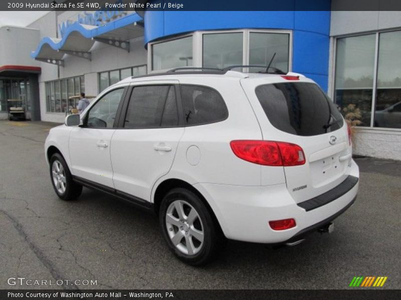 Powder White Pearl / Beige 2009 Hyundai Santa Fe SE 4WD