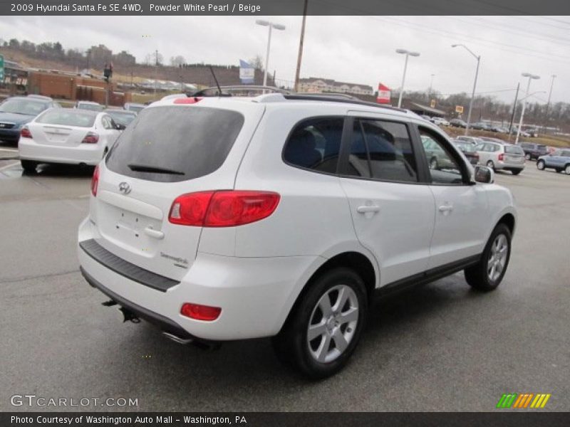 Powder White Pearl / Beige 2009 Hyundai Santa Fe SE 4WD