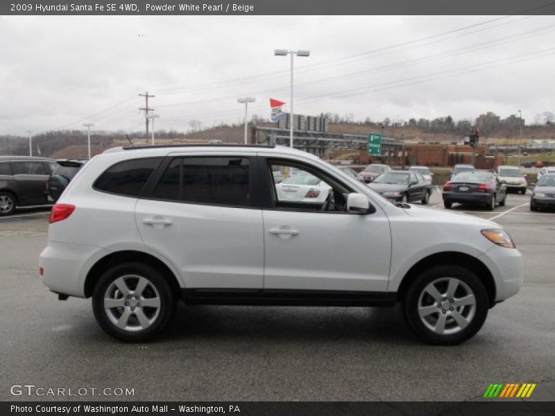 Powder White Pearl / Beige 2009 Hyundai Santa Fe SE 4WD