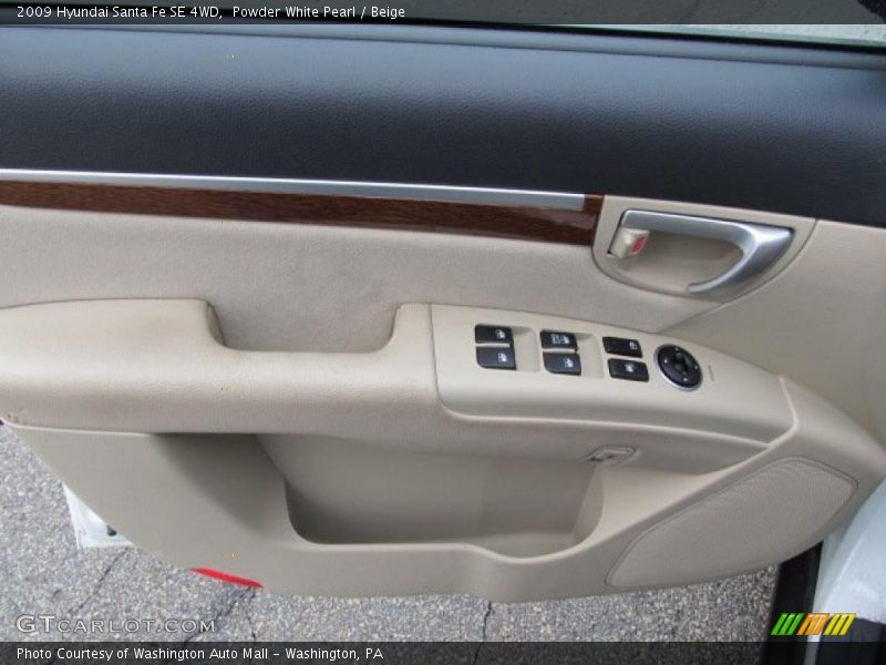 Powder White Pearl / Beige 2009 Hyundai Santa Fe SE 4WD