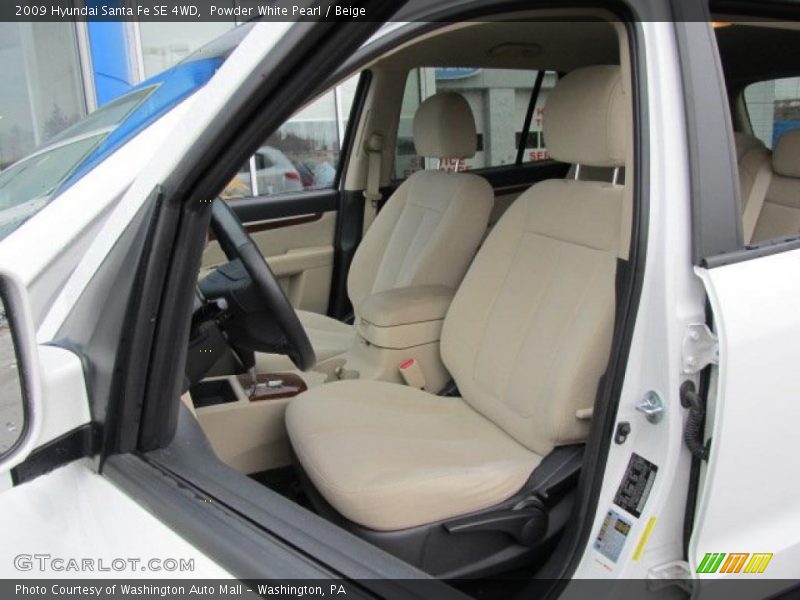 Powder White Pearl / Beige 2009 Hyundai Santa Fe SE 4WD