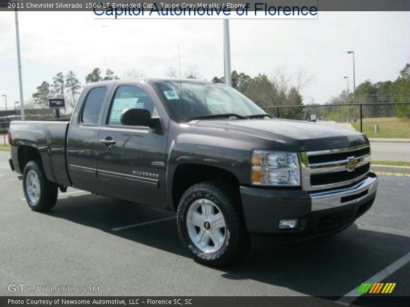 Taupe Gray Metallic / Ebony 2011 Chevrolet Silverado 1500 LT Extended Cab