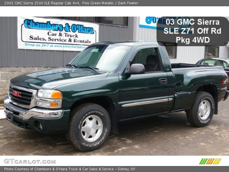 Polo Green Metallic / Dark Pewter 2003 GMC Sierra 1500 SLE Regular Cab 4x4