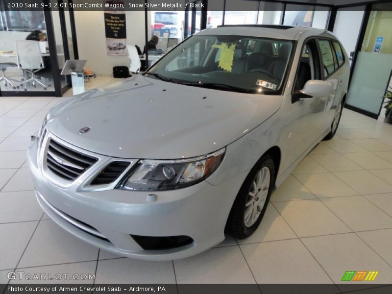 Snow Silver Metallic / Black 2010 Saab 9-3 2.0T SportCombi Wagon