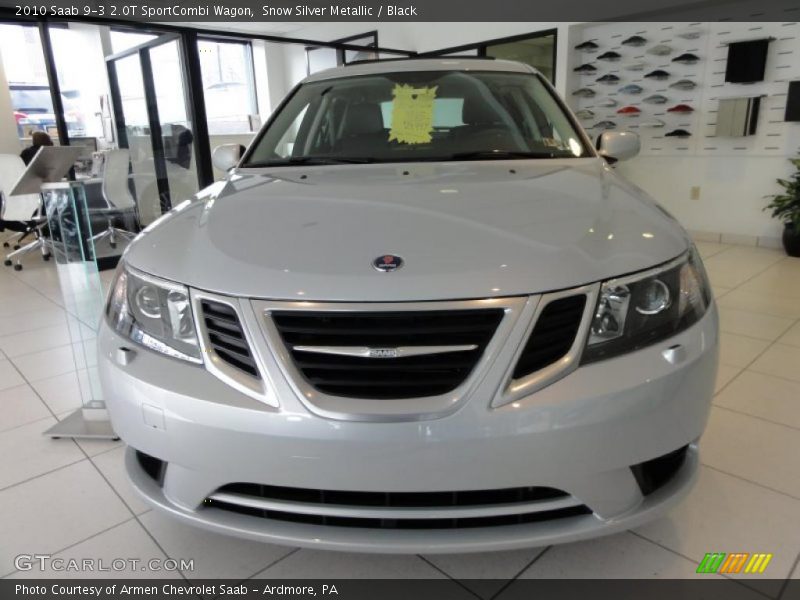 Snow Silver Metallic / Black 2010 Saab 9-3 2.0T SportCombi Wagon