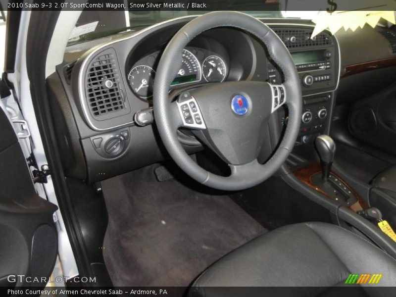 Snow Silver Metallic / Black 2010 Saab 9-3 2.0T SportCombi Wagon