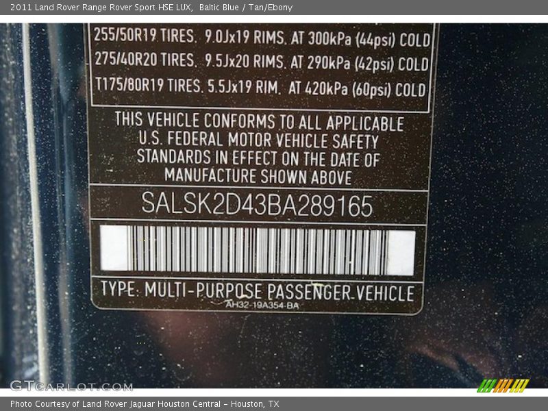 Baltic Blue / Tan/Ebony 2011 Land Rover Range Rover Sport HSE LUX