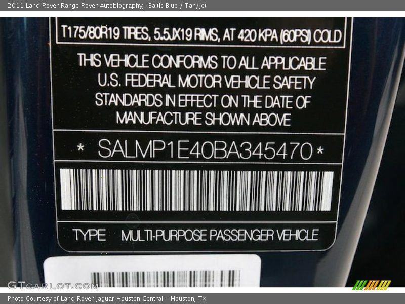 Baltic Blue / Tan/Jet 2011 Land Rover Range Rover Autobiography