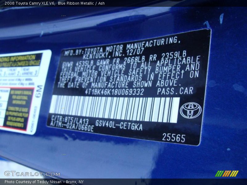 Blue Ribbon Metallic / Ash 2008 Toyota Camry XLE V6